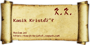 Kasik Kristóf névjegykártya